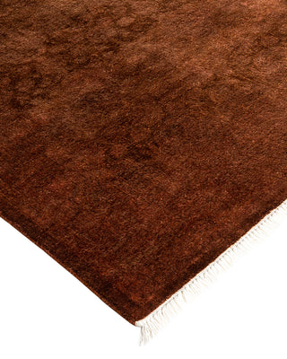 Contemporary Hand-Knotted Overdyed Brown Runner 2' 6" x 10' 4"