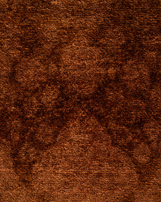 Contemporary Hand-Knotted Overdyed Brown Runner 2' 6" x 10' 4"