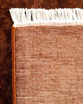Contemporary Hand-Knotted Overdyed Brown Runner 2' 6" x 10' 4"