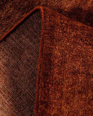 Contemporary Hand-Knotted Overdyed Brown Runner 2' 6" x 10' 4"