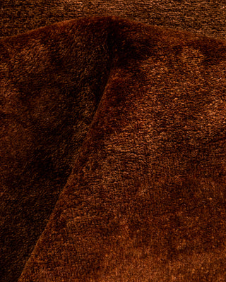 Contemporary Hand-Knotted Overdyed Brown Runner 2' 6" x 10' 4"