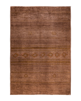 Modern, One-of-a-Kind Handmade Area Rug - Beige, 6' 0" x 8' 10"