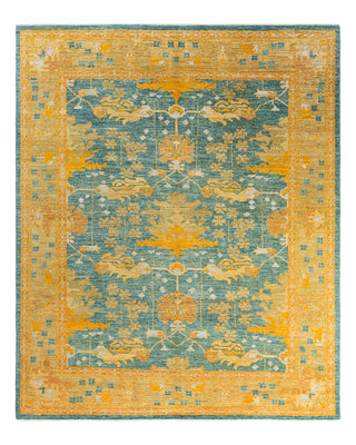 Arts & Crafts, One-of-a-Kind Hand-Knotted Area Rug - Blue, 8' 1" x 9' 7"