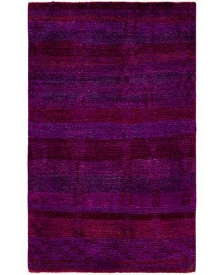 Contemporary Overdyed Wool Hand Knotted Purple Area Rug 4' 1" x 6' 6"