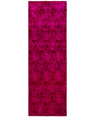 Contemporary Overdyed Wool Hand Knotted Pink Runner 2' 7" x 8' 1"