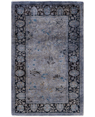 Contemporary Overdyed Wool Hand Knotted Gray Runner 2' 8" x 4' 10"