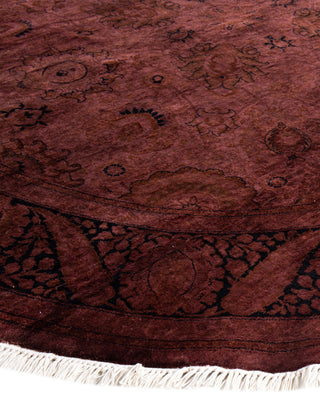 Contemporary Overdyed Wool Hand Knotted Purple Round Area Rug 6' 1" x 6' 1"