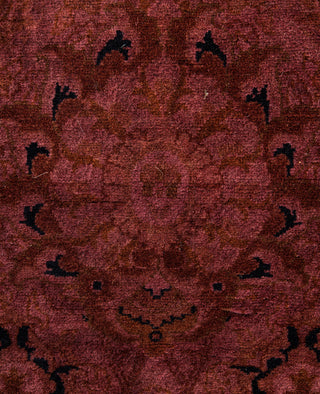 Contemporary Overdyed Wool Hand Knotted Purple Round Area Rug 6' 1" x 6' 1"