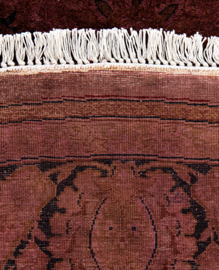 Contemporary Overdyed Wool Hand Knotted Purple Round Area Rug 6' 1" x 6' 1"