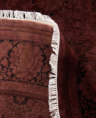 Contemporary Overdyed Wool Hand Knotted Purple Round Area Rug 6' 1" x 6' 1"