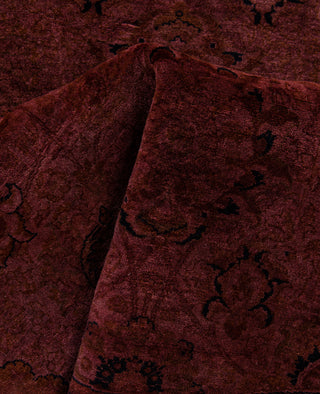 Contemporary Overdyed Wool Hand Knotted Purple Round Area Rug 6' 1" x 6' 1"