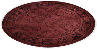 Contemporary Overdyed Wool Hand Knotted Purple Round Area Rug 6' 1" x 6' 1"