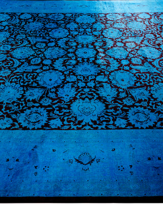 Contemporary Hand Knotted Overdyed Blue Area Rug 9' 1" x 12' 2"