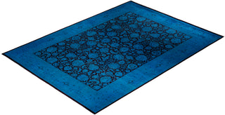 Contemporary Hand Knotted Overdyed Blue Area Rug 9' 1" x 12' 2"