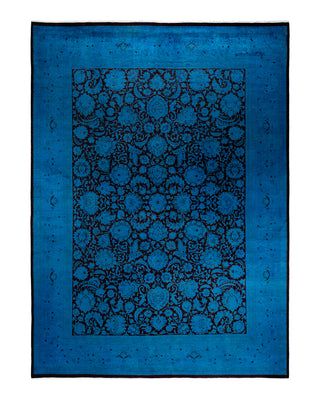 Contemporary Fine Vibrance Blue Wool Area Rug 9' 1" x 12' 2"