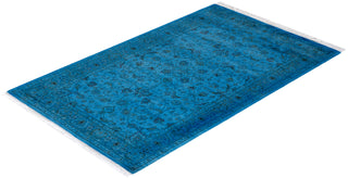 Contemporary Hand Knotted Overdyed Blue Area Rug 3' 1" x 5' 1"