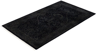 Contemporary Overdyed Wool Hand Knotted Black Area Rug 3' 2" x 5' 3"