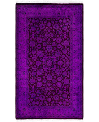Contemporary Overdyed Wool Hand Knotted Purple Area Rug 3' 2" x 5' 4"