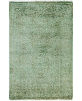 Contemporary Overdyed Wool Hand Knotted Green Area Rug 3' 4" x 5' 0"