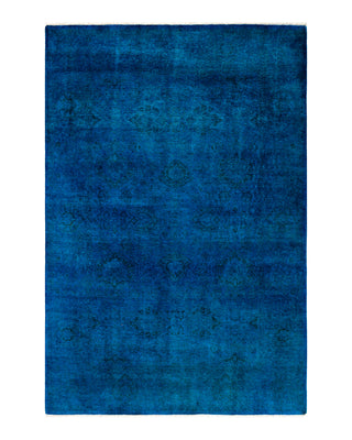 Contemporary Fine Vibrance Blue Wool Area Rug 4' 8" x 6' 10"