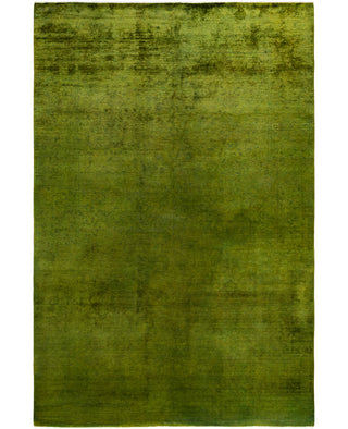 Contemporary Overdyed Wool Hand Knotted Green Area Rug 6' 3" x 9' 1"