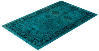 Contemporary Hand-Knotted Overdyed Blue Area Rug 3' 2" x 5' 0"