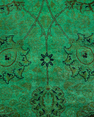 Contemporary Hand-Knotted Overdyed Green Area Rug 3' 2" x 5' 1"