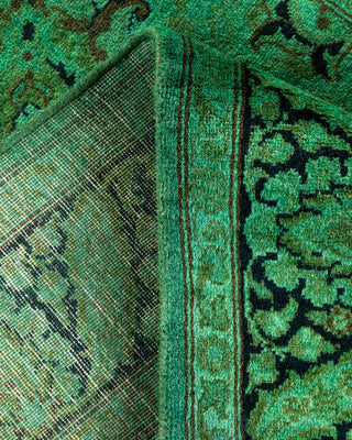 Contemporary Hand-Knotted Overdyed Green Area Rug 3' 2" x 5' 1"