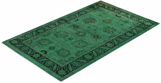 Contemporary Hand-Knotted Overdyed Green Area Rug 3' 2" x 5' 1"