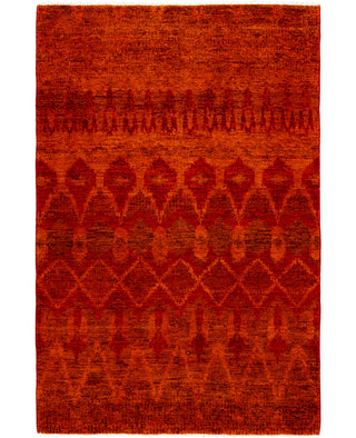 Contemporary Overdyed Wool Hand Knotted Orange Area Rug 4' 0" x 6' 1"