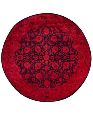 Contemporary Overdyed Wool Hand Knotted Orange Round Area Rug 8' 1" x 8' 1"