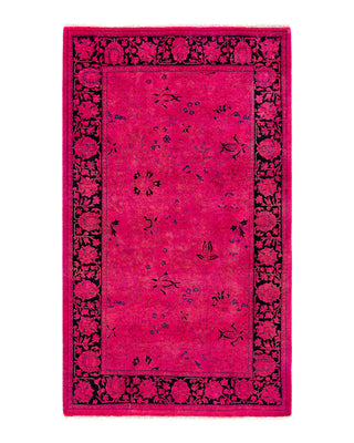 Contemporary Overyed Wool Hand Knotted Pink Area Rug 3' 2" x 5' 5"