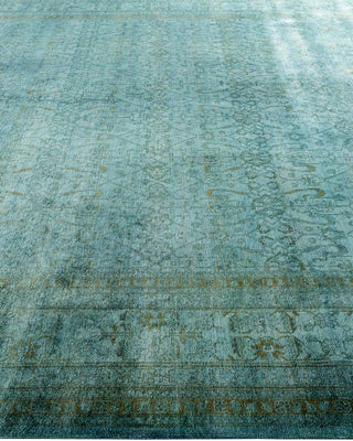 Contemporary Hand Knotted Overdyed Blue Area Rug 8' 10" x 11' 10"