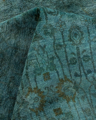 Contemporary Hand Knotted Overdyed Blue Area Rug 8' 10" x 11' 10"