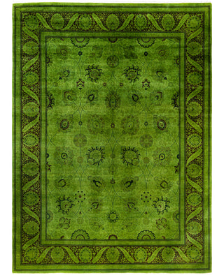Contemporary Overdyed Wool Hand Knotted Green Area Rug 9' 4" x 12' 2"