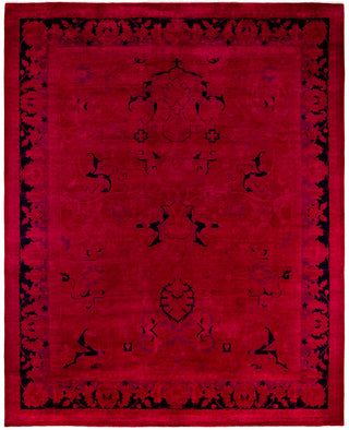 Contemporary Overdyed Wool Hand Knotted Pink Area Rug 8' 3" x 10' 2"