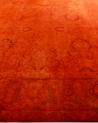 Contemporary Hand-Knotted Overdyed Red Area Rug 9' 2" x 12' 8"