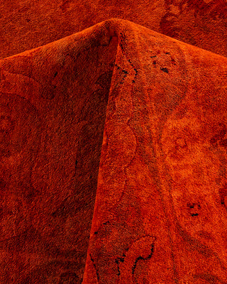 Contemporary Hand-Knotted Overdyed Red Area Rug 9' 2" x 12' 8"