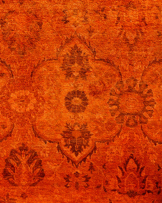 Contemporary Hand-Knotted Overdyed Orange Area Rug 9' 2" x 12' 5"
