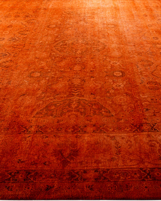 Contemporary Hand-Knotted Overdyed Orange Area Rug 9' 2" x 12' 5"