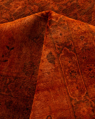 Contemporary Hand-Knotted Overdyed Orange Area Rug 9' 2" x 12' 5"