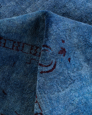 Contemporary Hand-Knotted Overdyed Blue Area Rug 6' 1" x 8' 6"