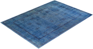 Contemporary Hand-Knotted Overdyed Blue Area Rug 6' 1" x 8' 6"