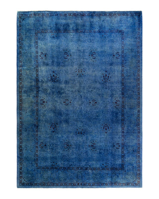 Contemporary Overyed Wool Hand Knotted Blue Area Rug 6' 1" x 8' 6"