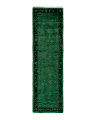 Contemporary Fine Vibrance Green Wool Area Rug 2' 8" x 9' 3"