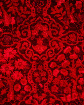 Modern Overdyed Hand Knotted Wool Red Runner 2' 7" x 12' 2"