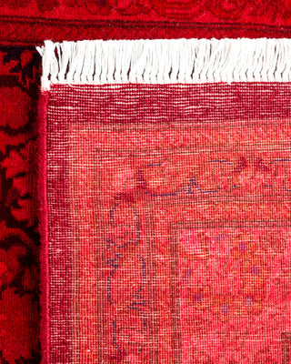 Contemporary Hand-Knotted Overdyed Red Runner 2' 7" x 12' 2"