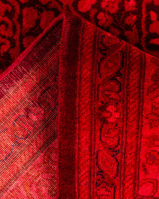 Contemporary Hand-Knotted Overdyed Red Runner 2' 7" x 12' 2"