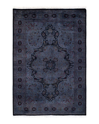 Contemporary Fine Vibrance Black Wool Area Rug 4' 8" x 6' 8"