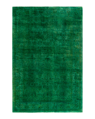 Contemporary Overyed Wool Hand Knotted Green Area Rug 6' 3" x 9' 3"